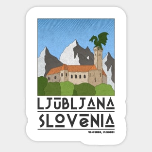 Ljubljana, Slovenia Retro Travel Sticker